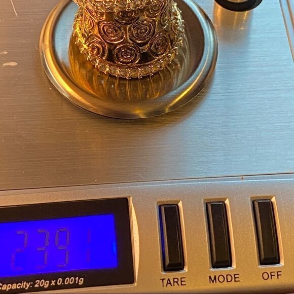 Sterling silver 925 concave ring with gold overlay swirl white sapphire - Picture 13 of 14